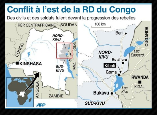 carte de localisation du conflit en République Démocratique du Congo