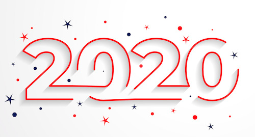 minimal 2020 line style new year typography design